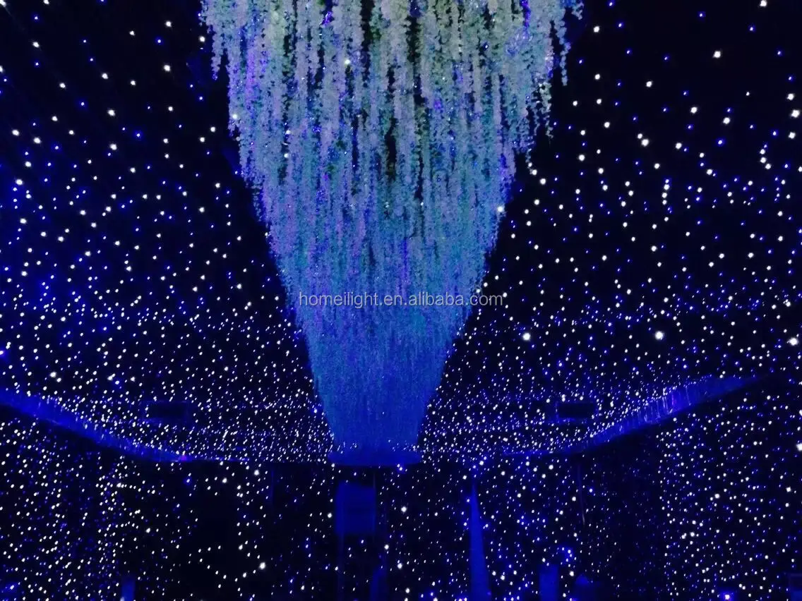 Backdrop Starlit LED Wedding Cloth Stage Lights Blue and White LED Star Curtain for Church