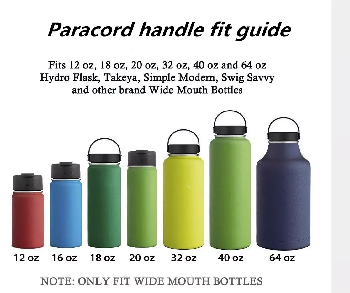 Camping Hiking 550 Paracord Water Bottle Handle Climbing Carabiner Buckle Hunting Wide Mouth Bottle Handle Strap