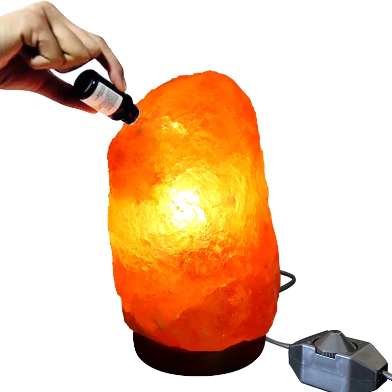 Flickering Flame Himalayan Rock Salt Lamp Wall Bedside Plug in Night Light Himalayan Salt Lamp Feng Shui New Trend Carved Chico