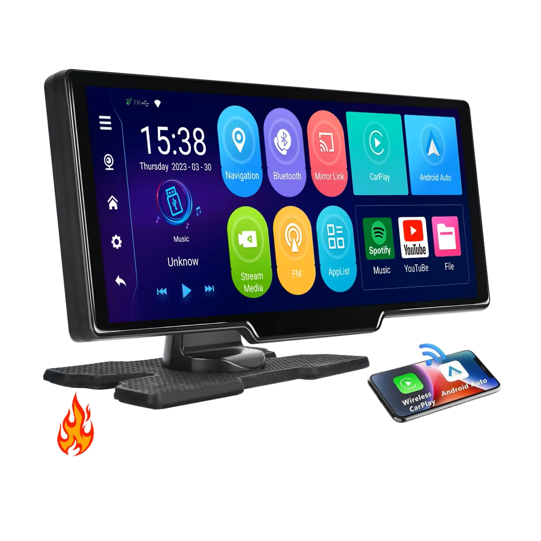 Zmecar Android Car Play 10.26 Inch 2+32/4+64GB Wireless Carplay & Android Auto WIFI BT GPS Portable Car Stereo Radio