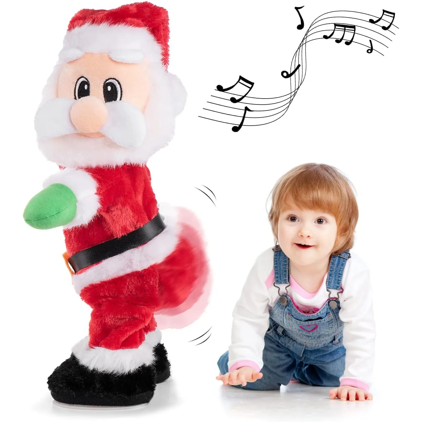13in Twerk Santa Claus Dancing Electric Christmas Stuffed Plush Doll Singing English Song Xmas Santa Toys Gift for Kids