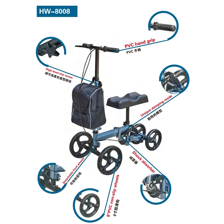 Medical Rehabilitation For Broken Leg Supplies Mobility Healthy Care Lightweight Moving Disabled Knee Rollator Walker Scooter