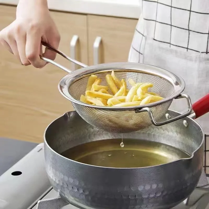 Set of 3 Stainless Steel Fine Mesh Strainer Pasta Strainer with Handle for Kitchen Food Metal Strainer Sieve Sifter