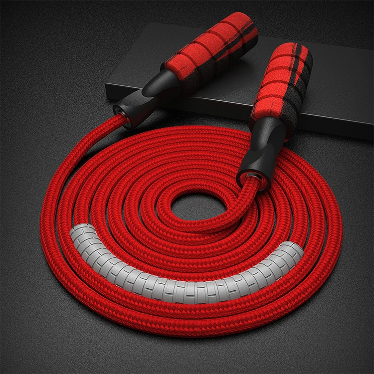 Custom logo Adjustable Length heavy handle Skipping Ropes weighted heavy fitness jump rope