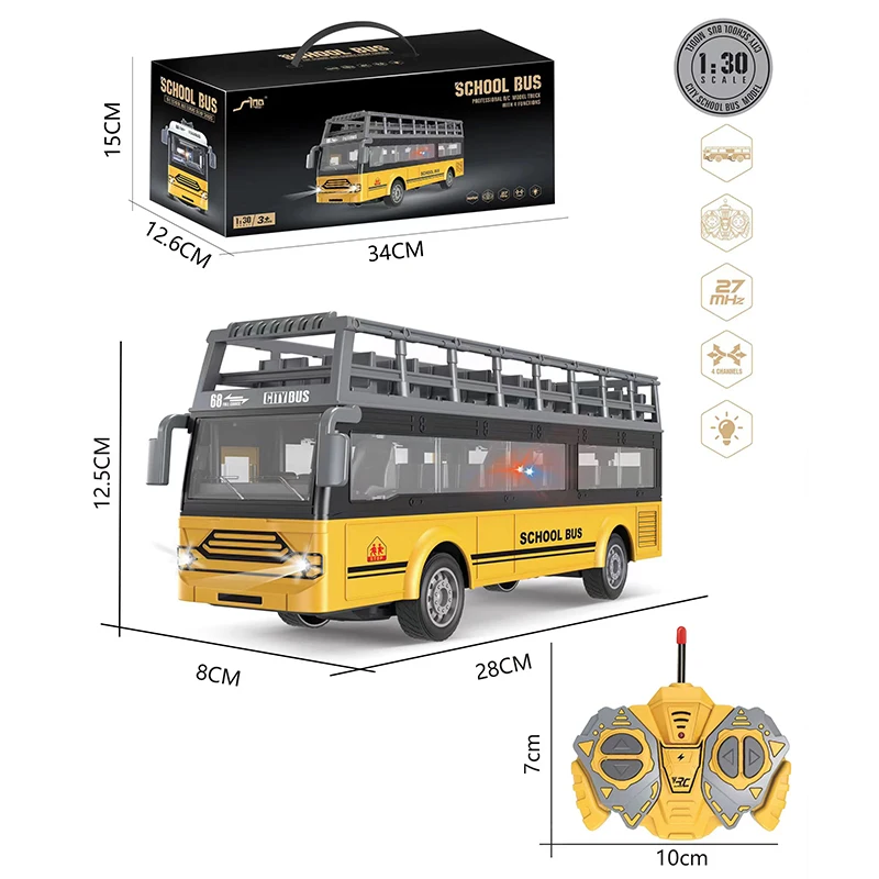 Rc Car Electronic Vehicles Opening Doors with LED Light Wireless School Bus Toys Classic Baby Bus Remote Control Racing Car