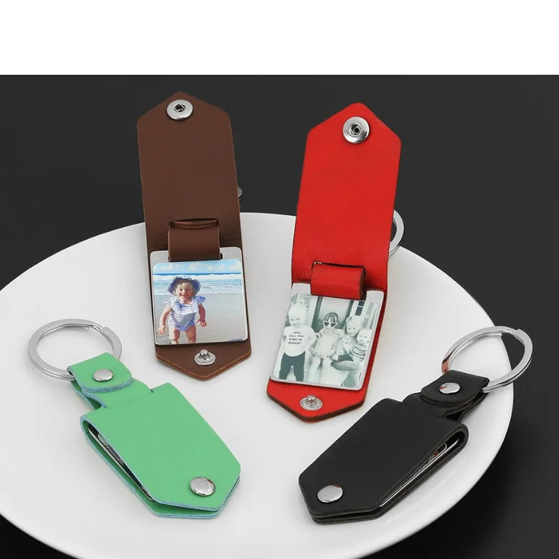 Personalized Photo Keyring Leather Case Photo Keychain Gift for Dad or Mum