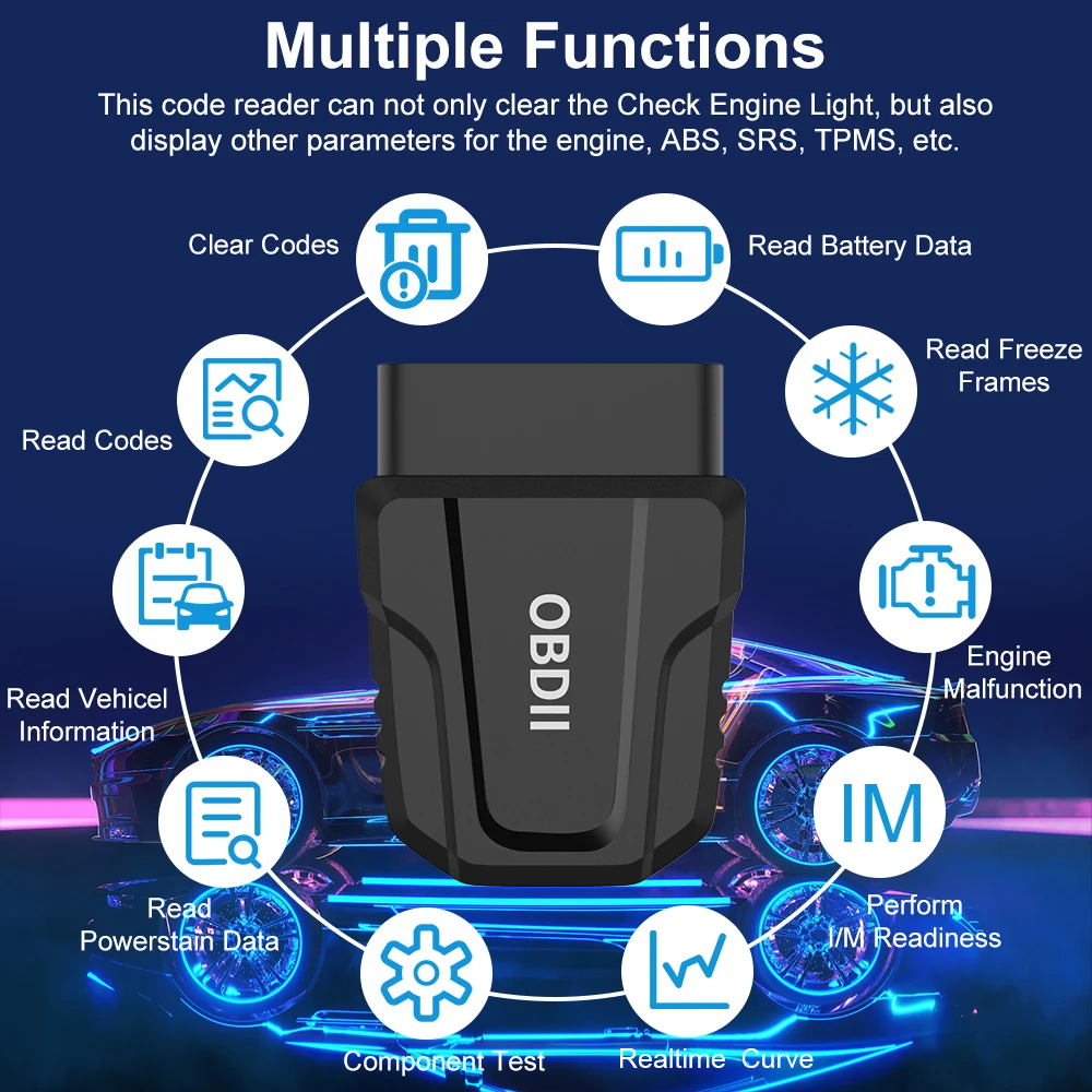 New Arrival V011 Alarm Vehicle Safety Real-time Monitoring ELM327 Auto Health Car Diagnostic Bluetooth OBD-II Scanner