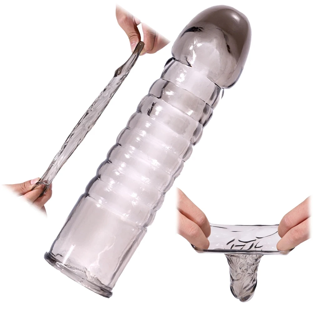 Reusable Silicone Condom Penis Sleeve For Men Cock Enlargement Dildo Sheath Condoms Extender Sleeve Penis Cocks Cover Sex Toys