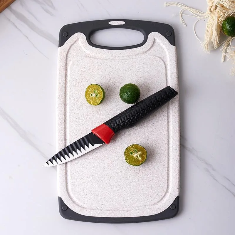 Modern Custom Logo Kitchen Chopping Board Wheat Straw Vegetable Plastic Cutting Borad Set With stand