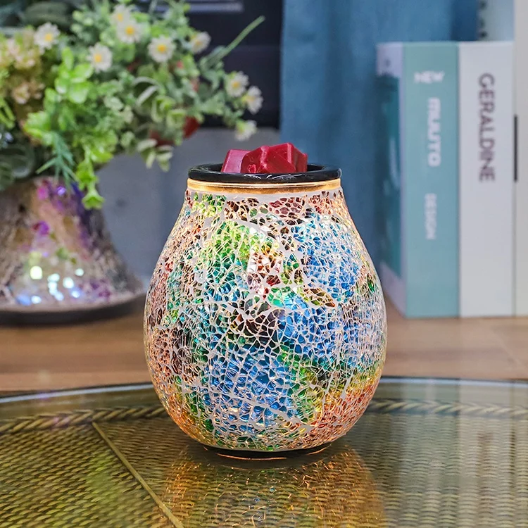 Ball-shaped Mosaic Aromatherapy Wax Warmer Glass Electric Oil burner Home Use Wax Tart Melter Candle Warmer Lamp