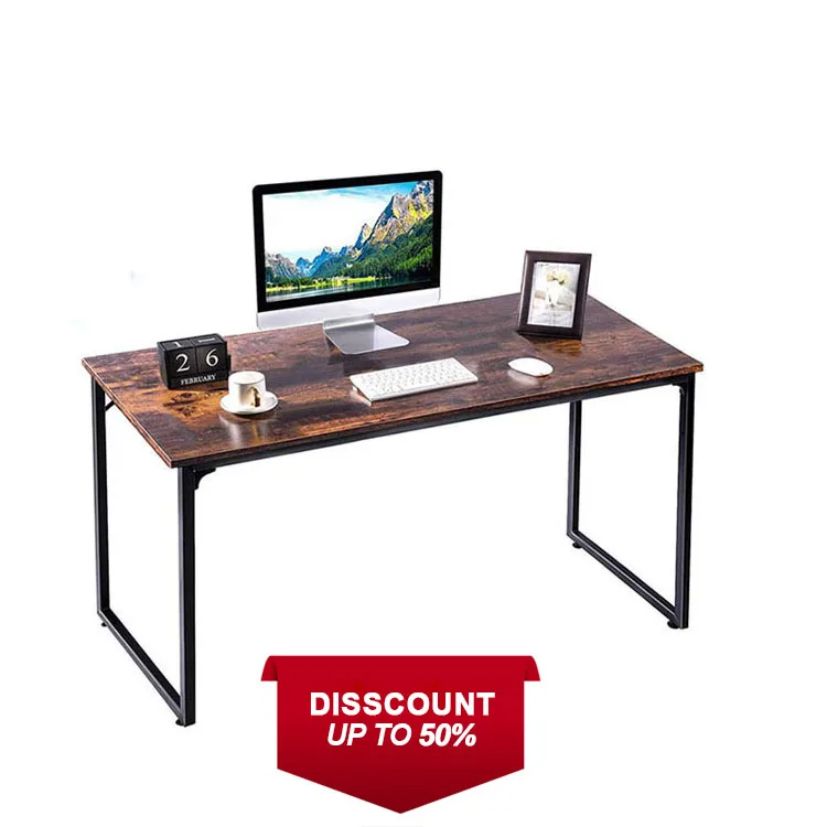 Vekin Furniture Rustic Style Splice Computer Desk Wooden and Metal Frame Office Desk For Home Office