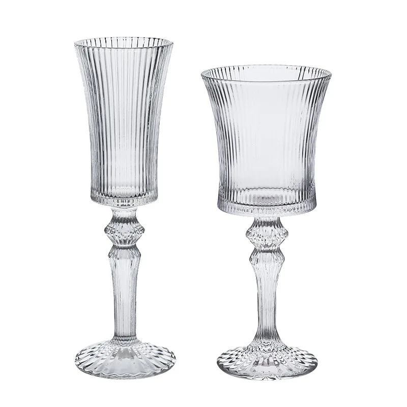 Wholesale Crystal Goblets Vintage Vertical Wine Glasses Banquet Grapes Red Wine Champagne Glasses For Party