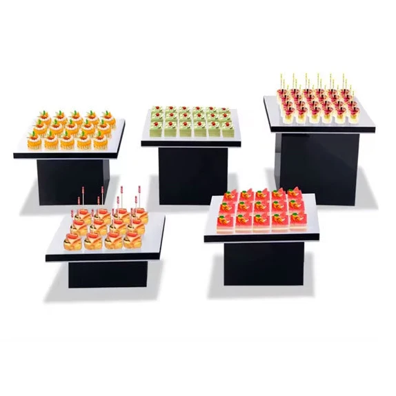 Factory Wholesale Stable Acrylic Food Display Stand White Buffet Acrylic Food Display Vertical Cube For Food Display