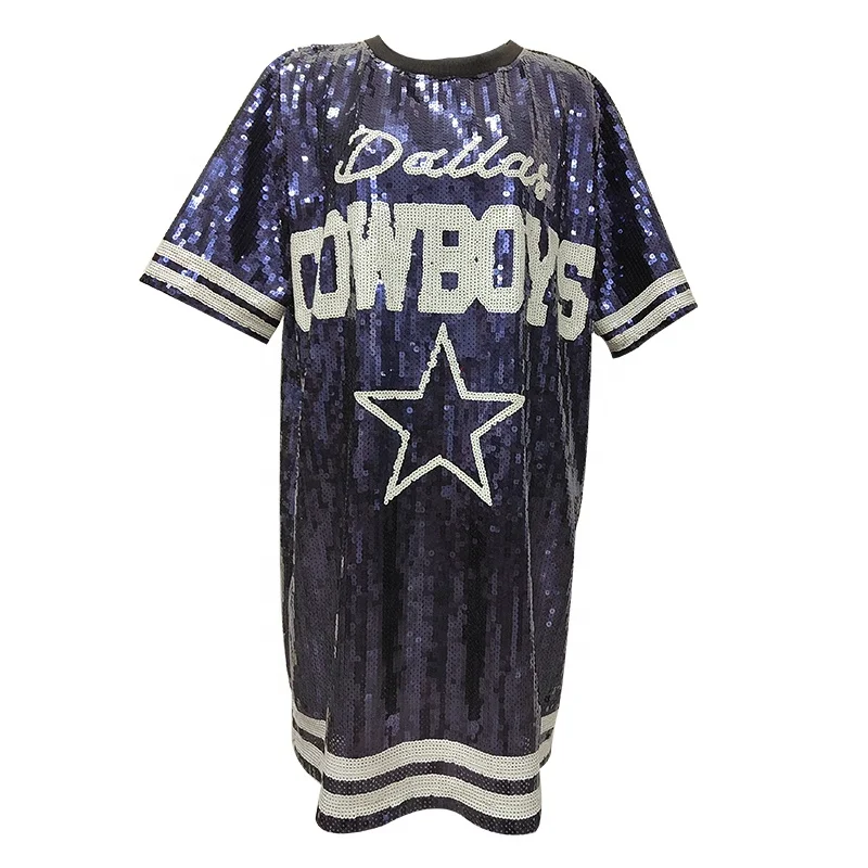 YIZHIQIU Sequin Jersey Dress Women Custom Dallas Cowboys jersey
