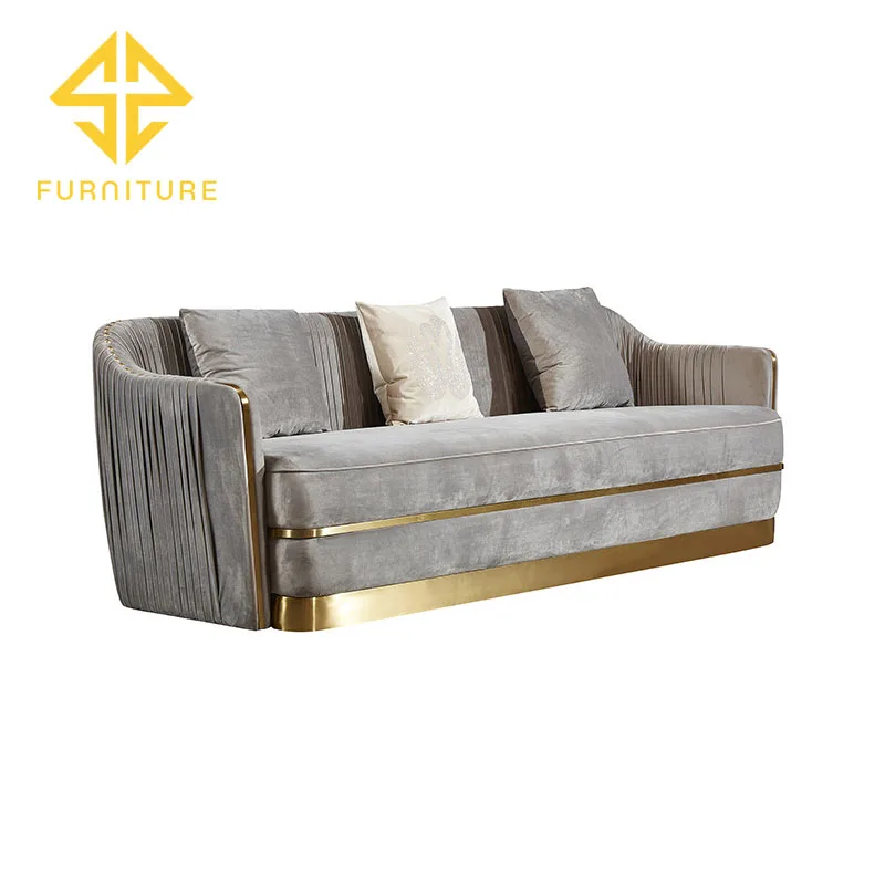 Modern furniture luxury stainless steel 1+2+3 sofa set