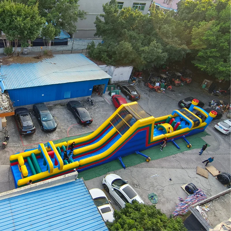 Outdoor inflatable race obstacle course adults challenge inflatable sport games kids inflatable amusement park for sale