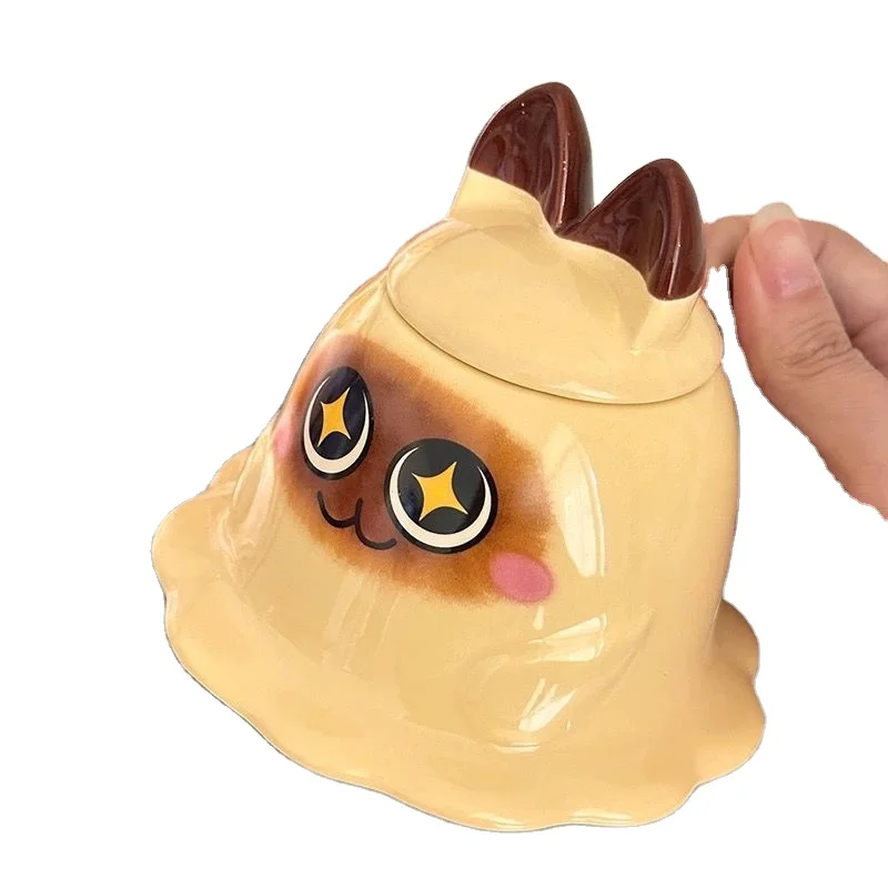 Kawaii Siamese Cat Mashed Potato Coffee Cup Cute Ceramic Mug Milk Cups High Appearance Level Kitchen Accessories Drinkware Mugs