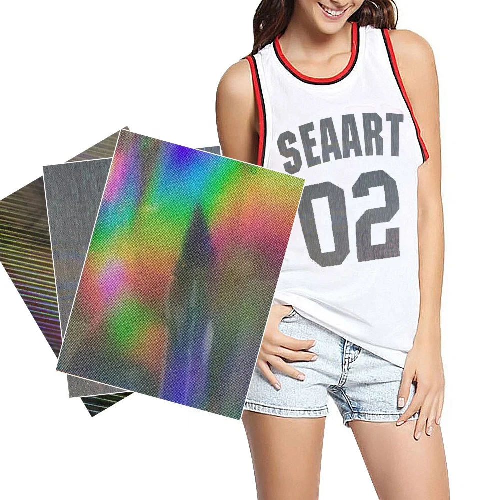 Special Unique Holographic Metallic Strips Pattern Heat Transfer Stretchy Film