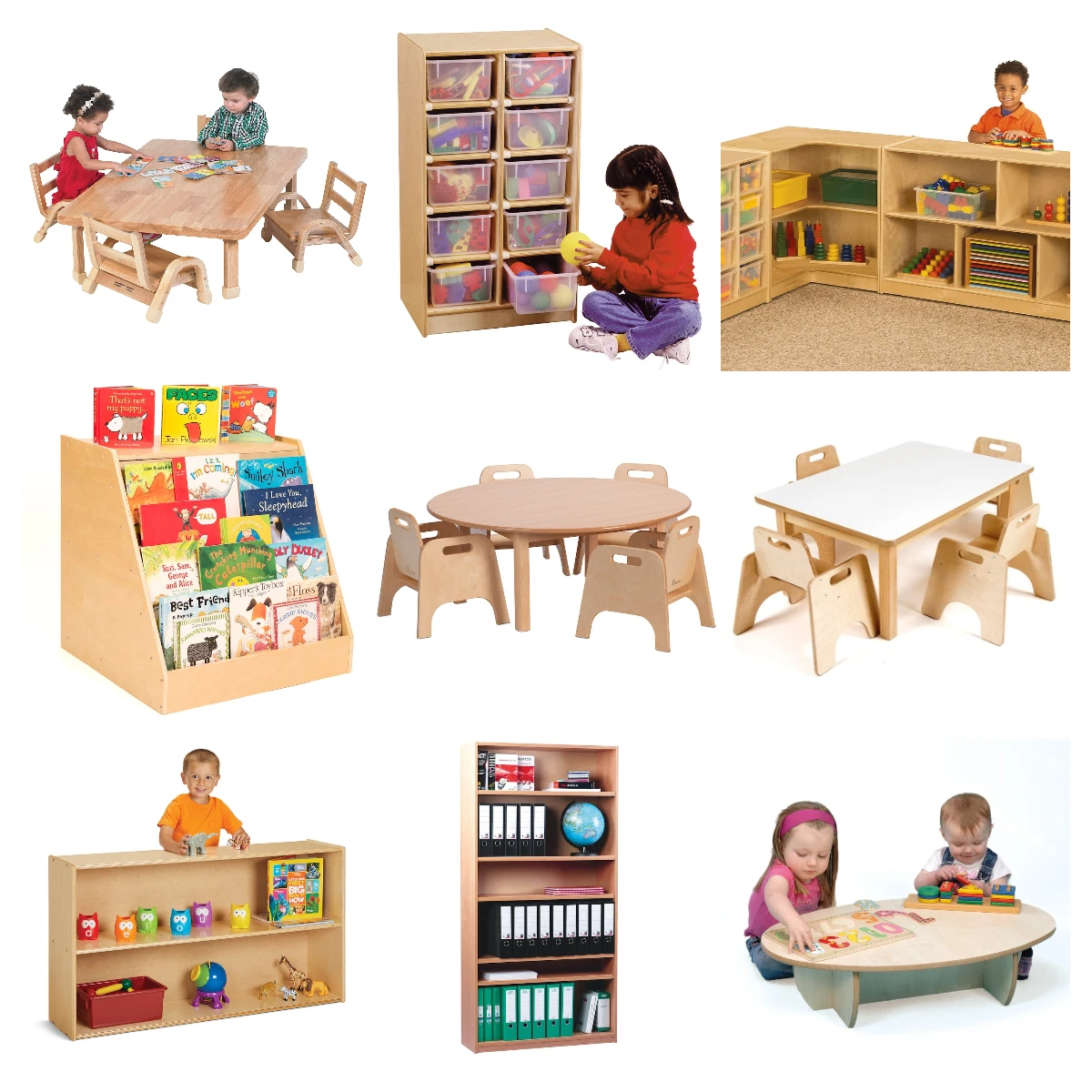 Preschool Montessori Furniture Daycare Kindergarten School Table Chair Sets Wooden Childcare Nursery Classroom Design Sets