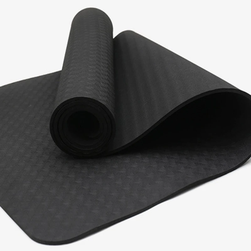 Wholesale TPE Yoga Mats 4mm Non Slip Black Yoga Mat Eco Friendly High Quality Fitness Pilates Mat Manufacturer