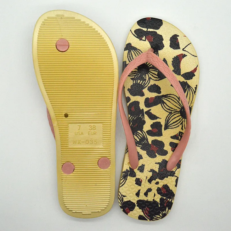 Raffia Design Printing PE Sole Women Slippers Flip Flops Beach