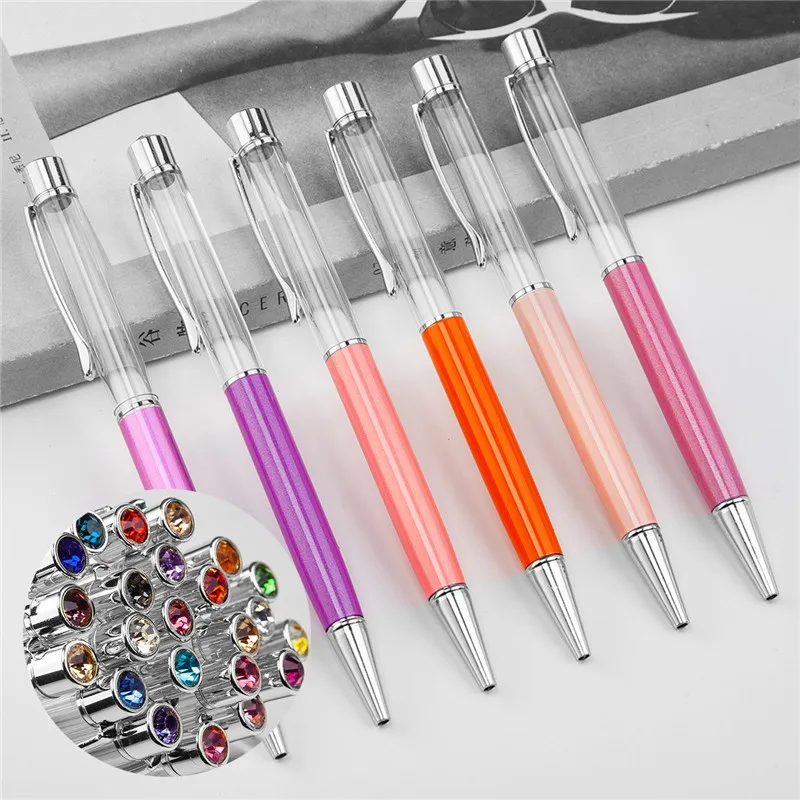Handmade Liquid Ball Pen Promotional DIY Custom Logo Pen Top Diamond DIY Empty Tube Floating pens