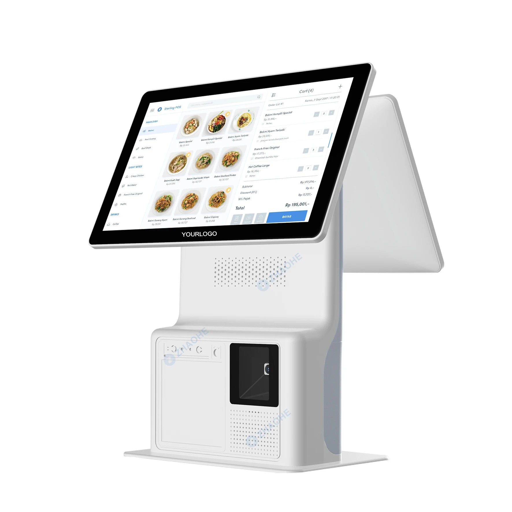 15.8inch OEM&ODM white self service kiosk dual screen portrait or landscape touch screen information kiosk with camera