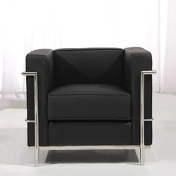 Nordic fashion black leather sofas chair metal steel frame modular sofa dining room cafe furniture modern office sofas chair