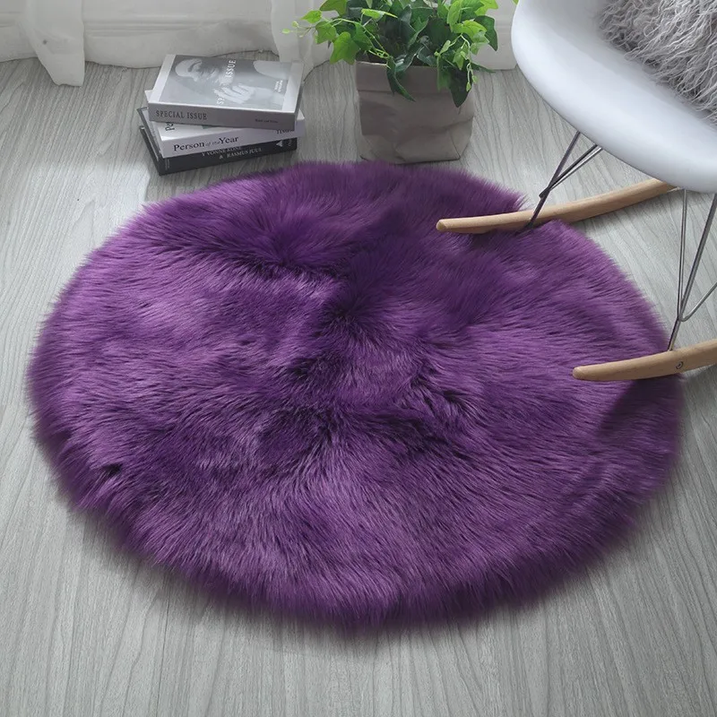 Wool Imitation Sheepskin Rugs Faux Fur Non Slip Bedroom Shaggy Carpet Mats
