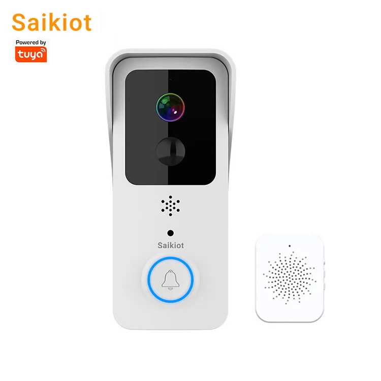 Saikiot Home Video Smart WiFi Video Doorbell Wireless Doorbell with Camera Intercom Wireless Ring Doorbell
