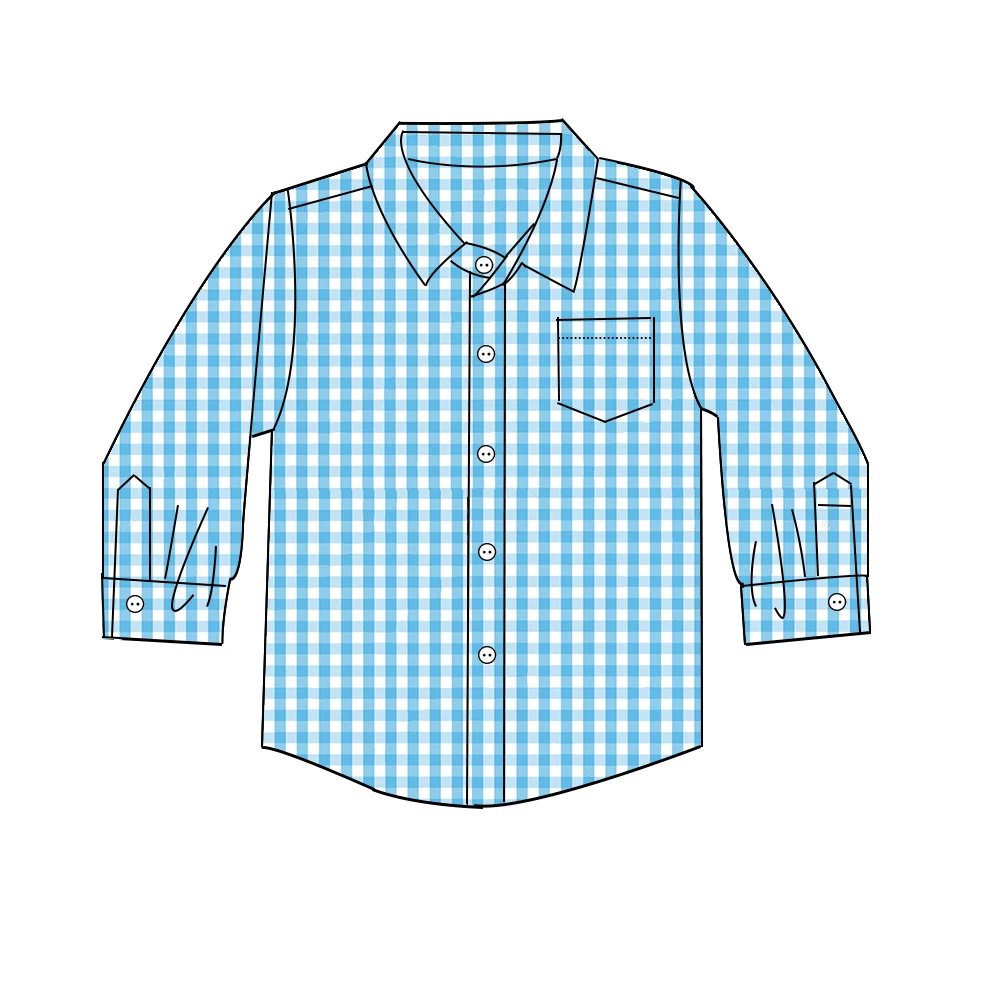 Spring fall plaid high quality boys tee shirts cotton children baby long sleeve cotton t shirt wholesale