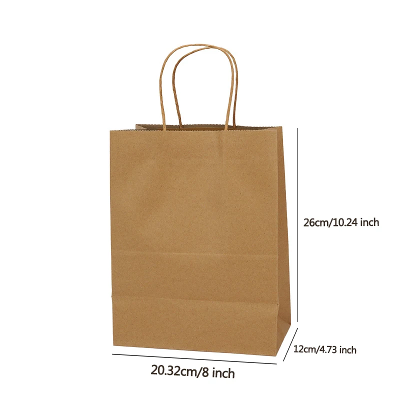 Factory Wholesale custom Printing logo restaurant packaging Biodegradable Recyclable Brown Kraft Paper Bag With Handle