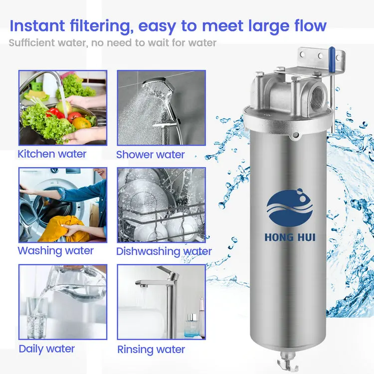 HONG HUI TUS-10C 10 Inch Wholehouse Stainless Steel Water Purifier Water Filter Housing