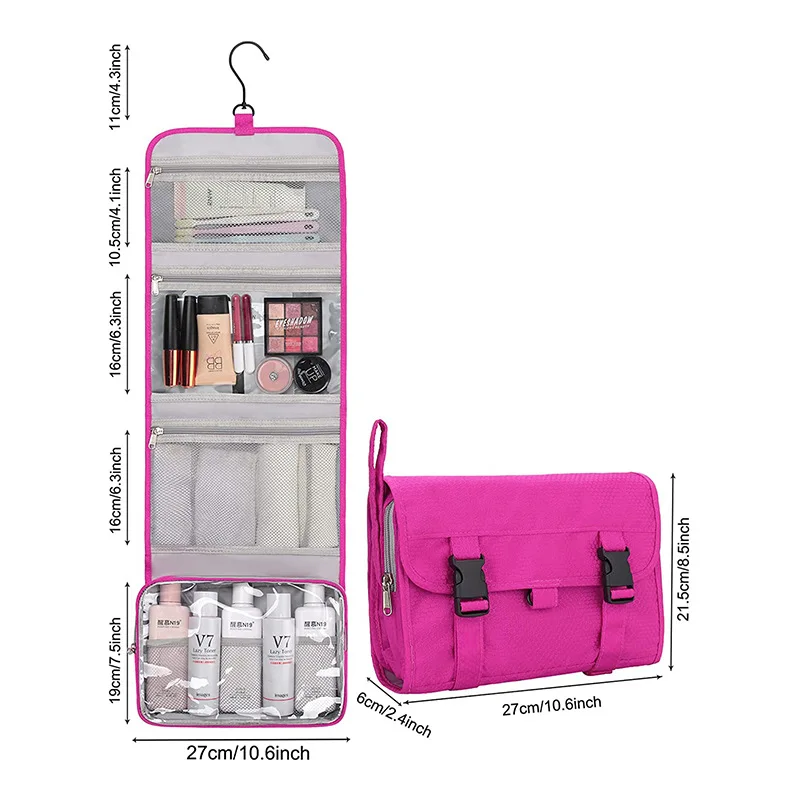 New arrival oxford Multifunctional Waterproof Washing Travel Cosmetic Makeup Storage Hanging Hand Bag Organizer