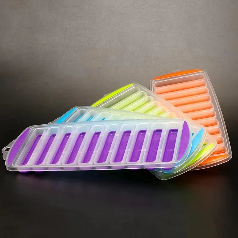 Silicone Narrow Ice Stick Cube Trays with Easy Push and Pop Out Material, Ideal for Sports and Water Bottle
