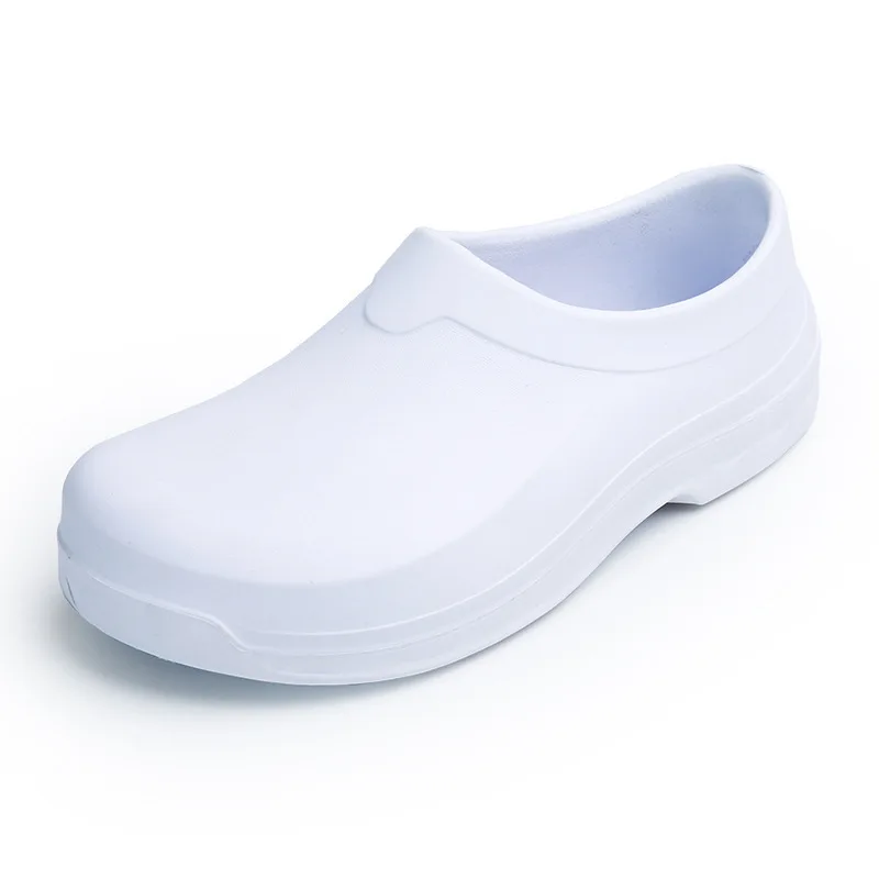 White PVC Clogs For Nurse In Hospital Black High Heel PVC Waterproof Work Shoes Oil Resistant For Chef In Kitchen