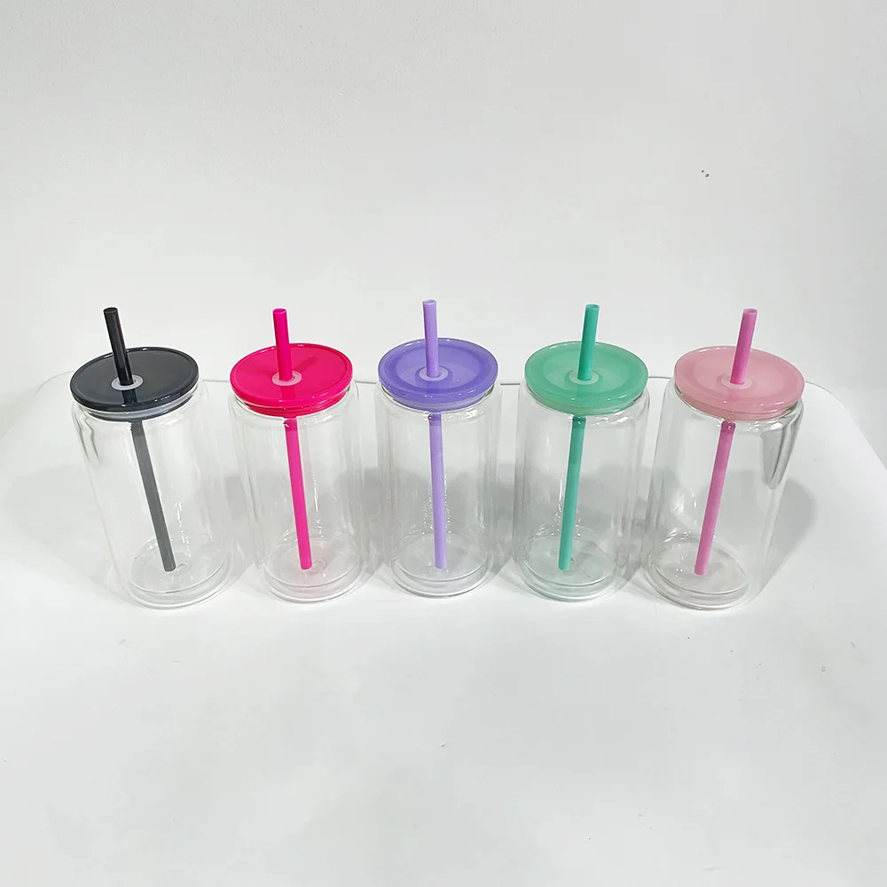 12oz Snow globe tumbler double wall skinny tumbler snowglobe cups DIY glass tumbler with lid and straw