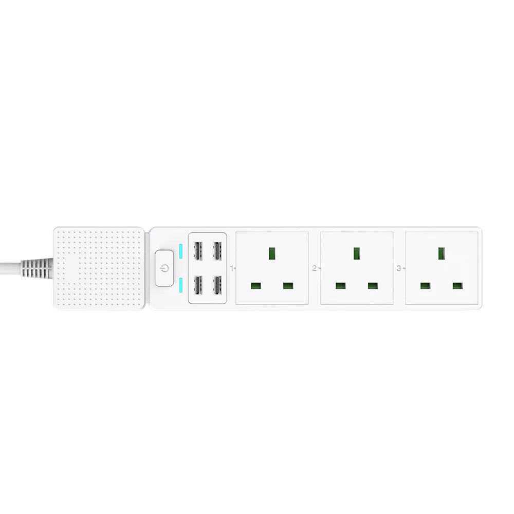Смарт-удлинитель Tuya, 3 контакта, 4 USB-порта, Wi-Fi