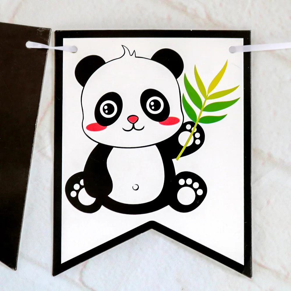 
Chinese panda Banner Happy Birthday Banner Party Decor Bunting Photo Booth Props Signs Wedding & Party Decoration 