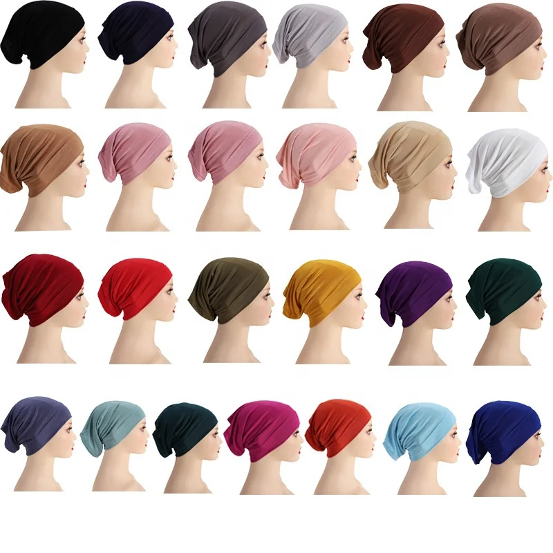 Inner Hijab Headgear Muslim Stretch Turban Islamic Underscarf Bonnet Hat Female Headband Tube Scarf Turbante 021 Soft Modal