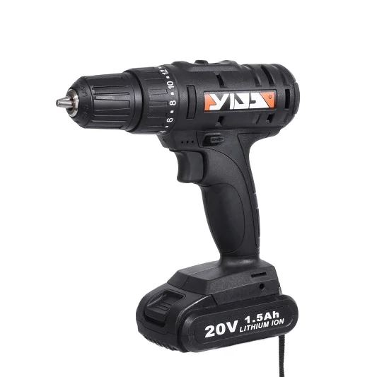 YIDA Brand cordless mini drill Power Drills YDZ07S-20 Double speed horizontal thrust lithium electric drill