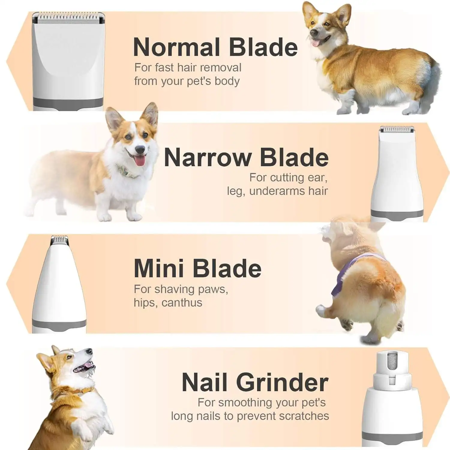 4 in 1 Professional Dog Hair Trimmer Pet Grooming Clipper For Dogs Cats