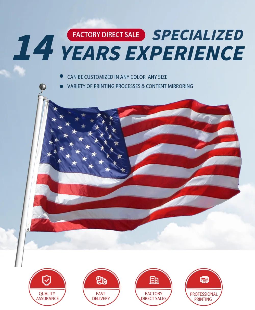 Custom American Flag 3x5 FT Outdoor USA Heavy duty embroidery Nylon US Flags with Embroidered Stars Sewn Stripes
