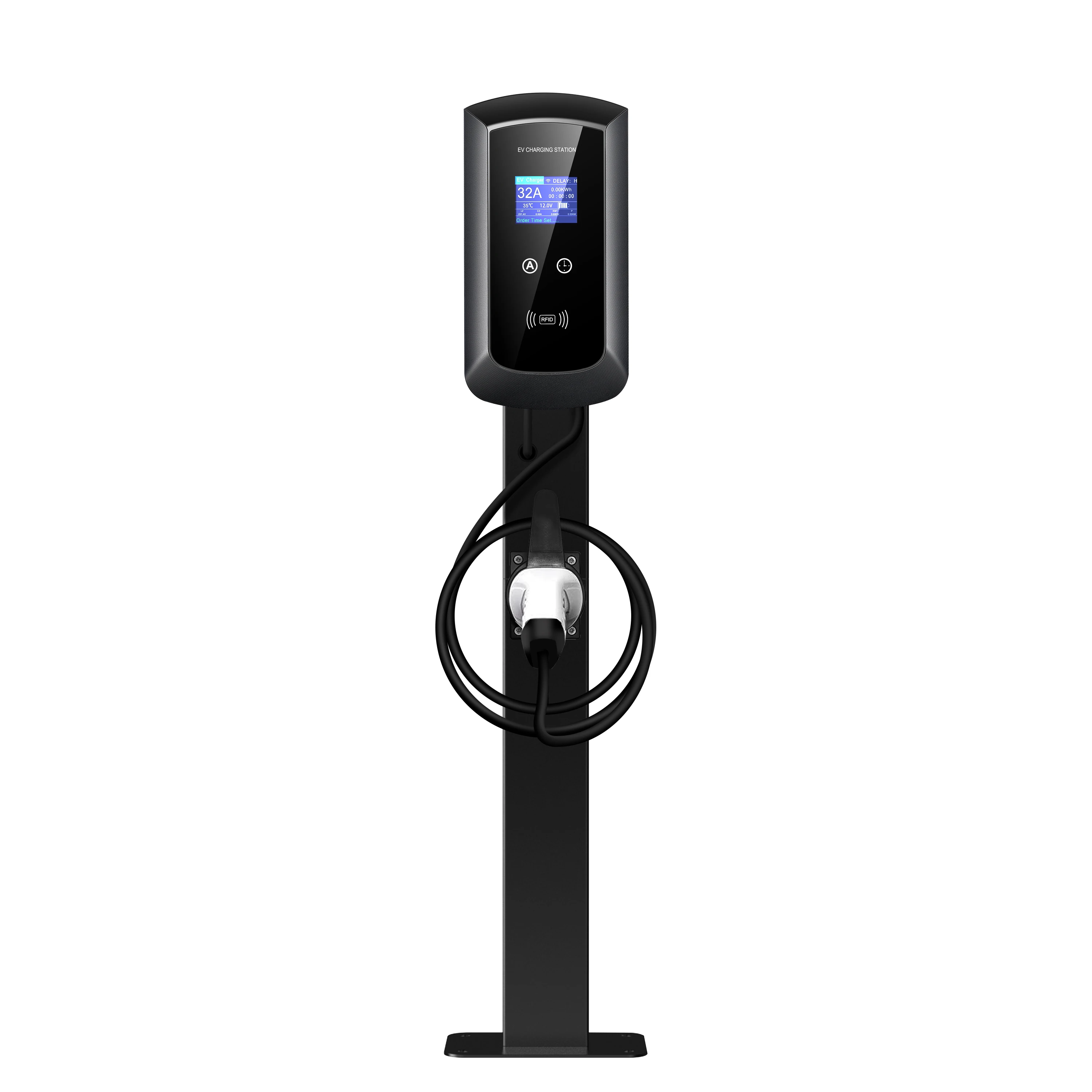 RTFLY EV Charger 22kw 3-Phase 32A Type 2 Current Adjustable Floor-mounted ev charging station with app control