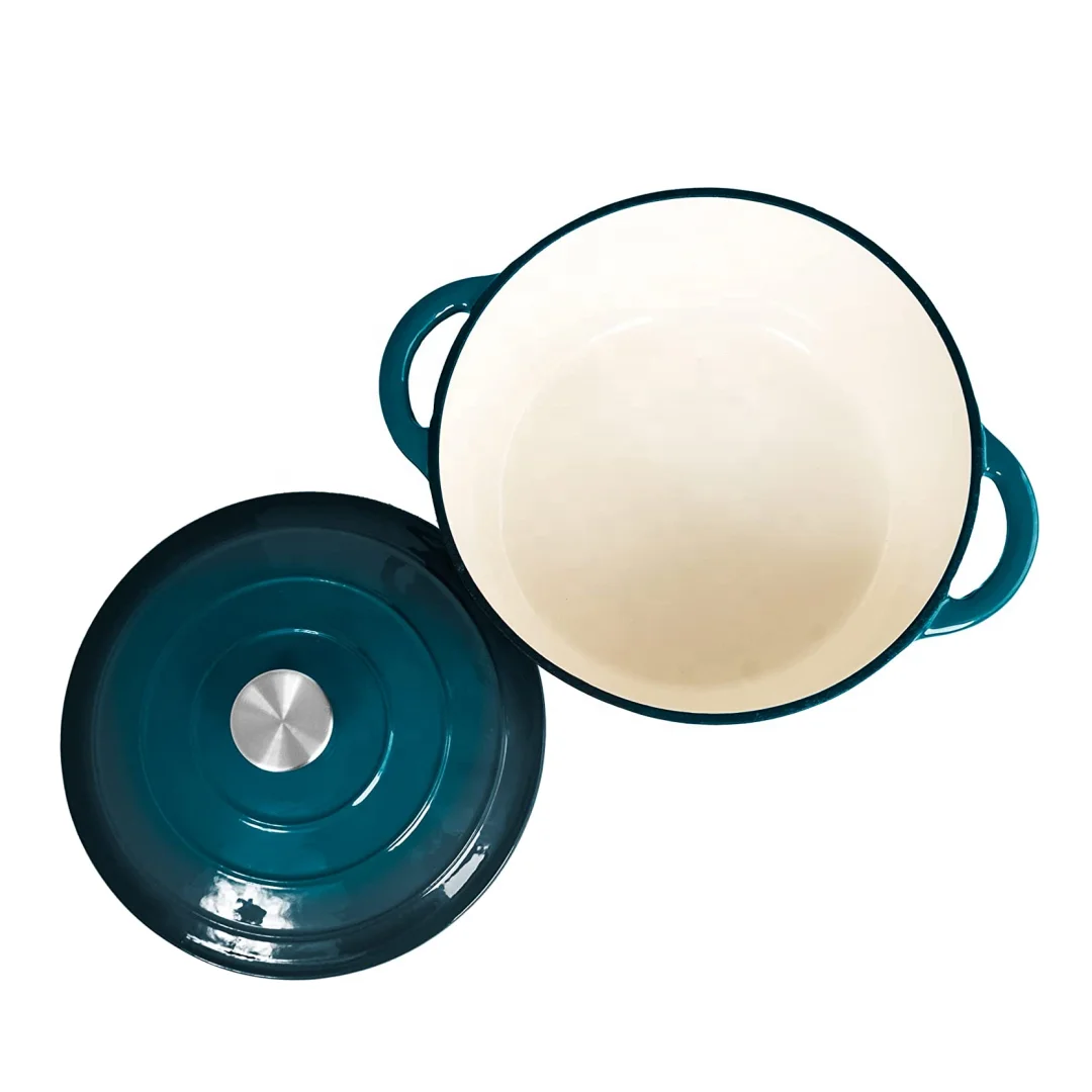 round enameled cast iron non stick kitchen cooking soup stock pot cookware dutch oven casserole for bread baking