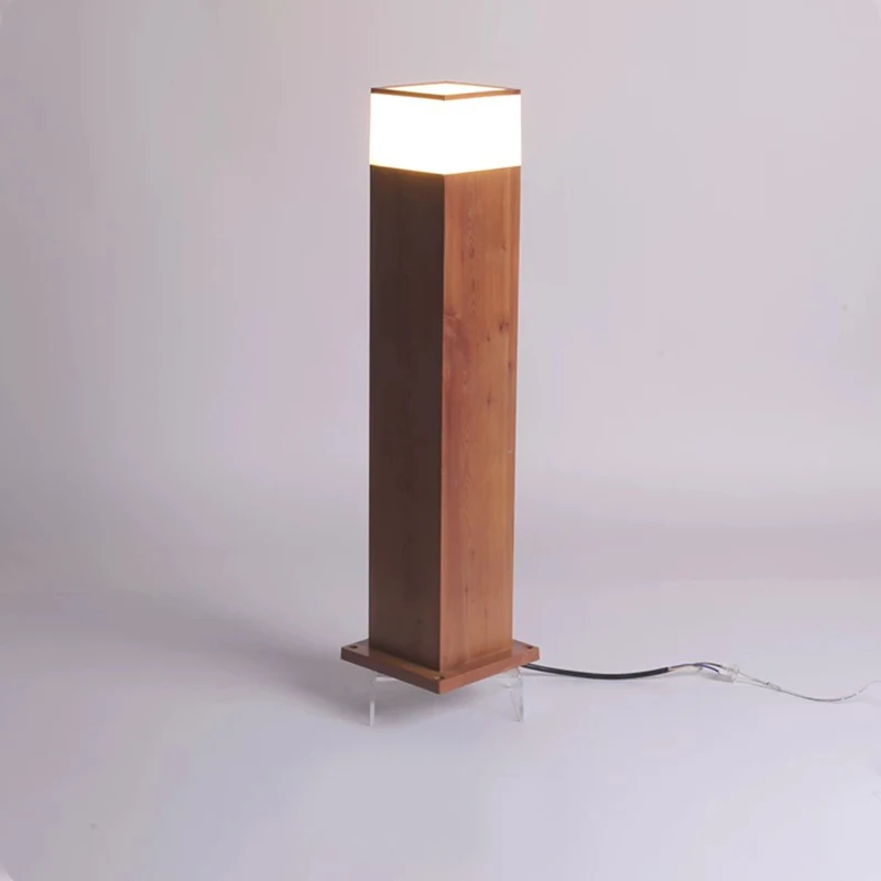 7W IP65 Outdoor Lawn Light Wood Grain Painted Villa LED Garden Lamp for Paths