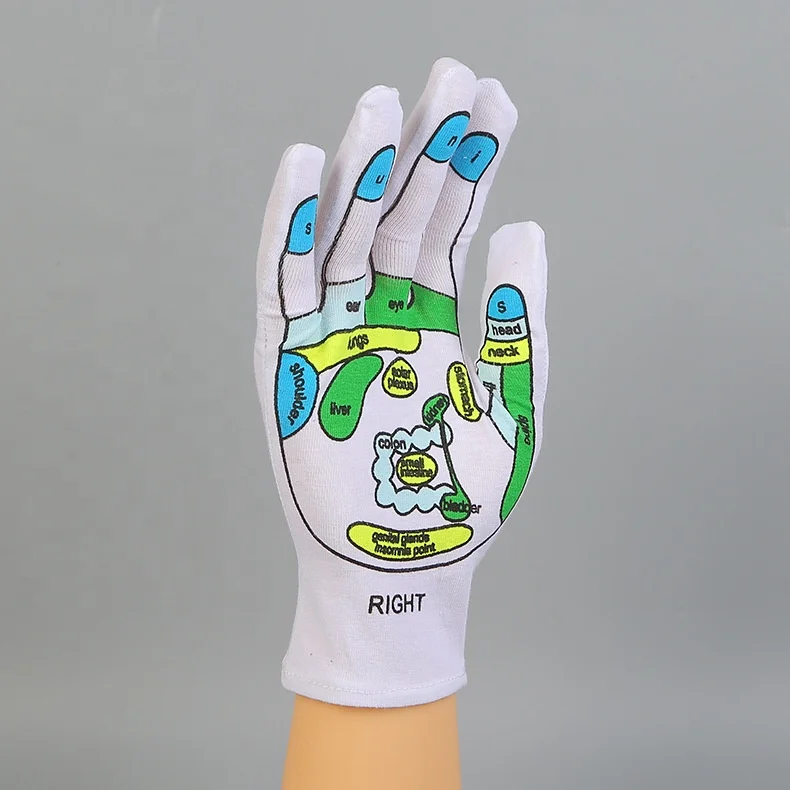 Custom print cosmetic skin care white cotton Massage spa gloves