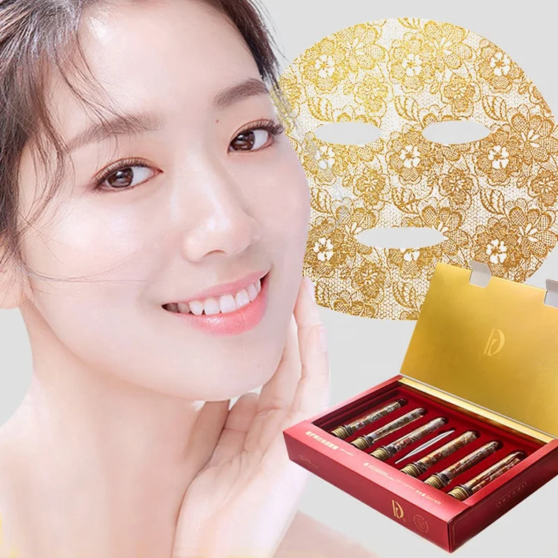 Gold foil whitening and freckle-removing test tube mask moisturizing and nourishing to improve dullness silk mask paper box