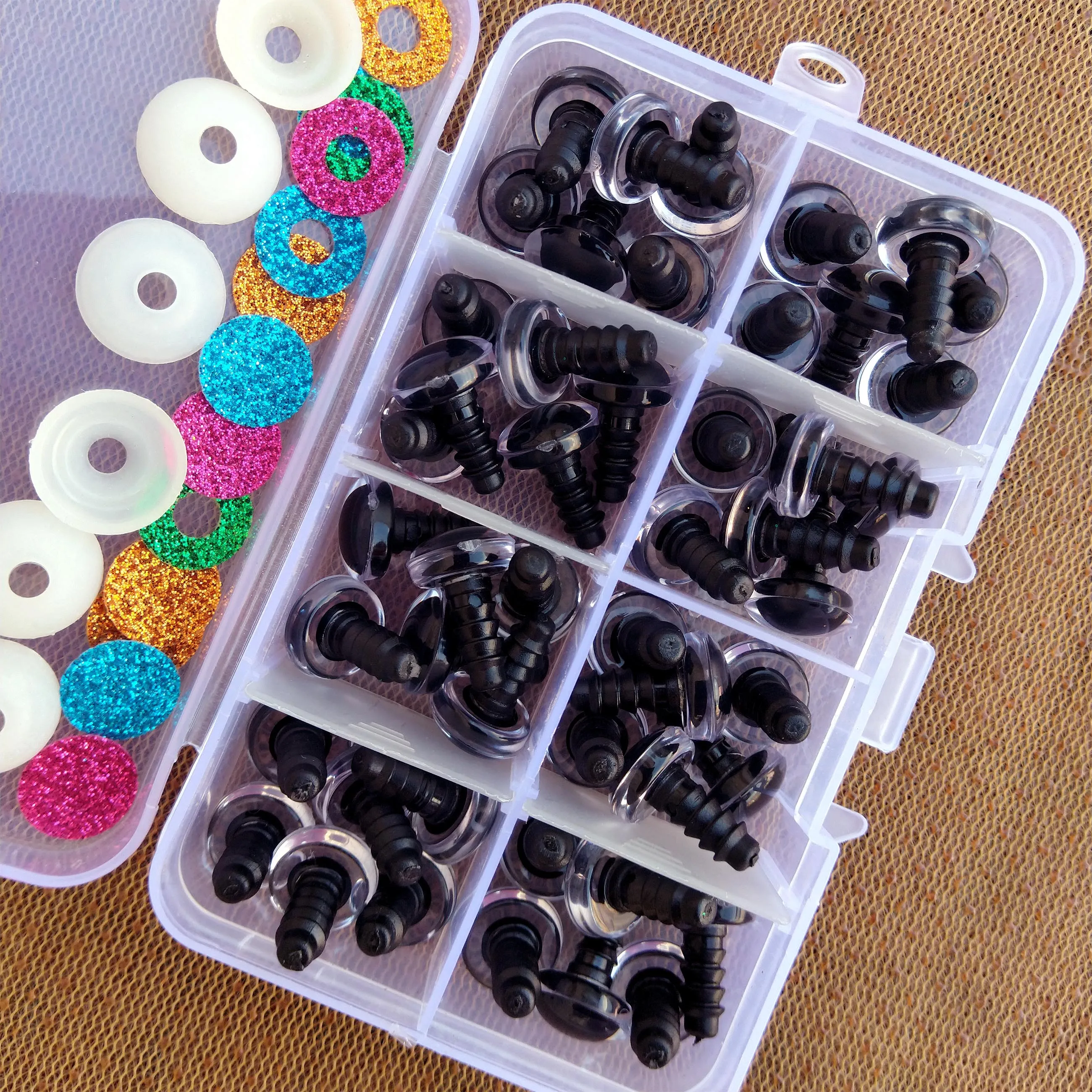 12/14/16/18/20/22/25mm Plastic Crystal Safety Glitter Off Center Pupil Eyes For Amigurumi