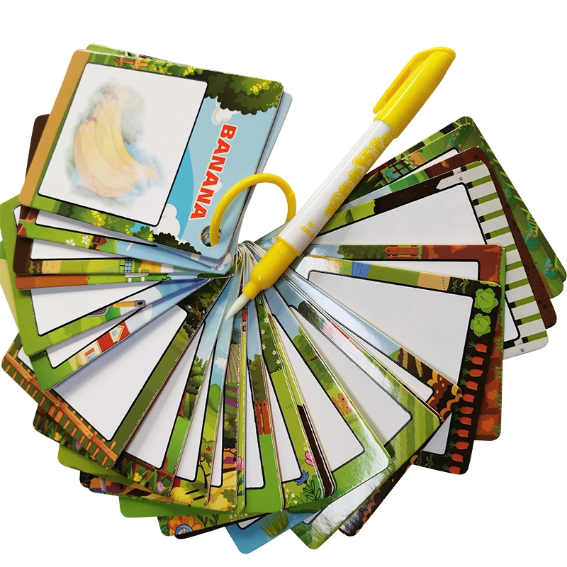 English learning toys kids water drawing learning cards with doodle pen
